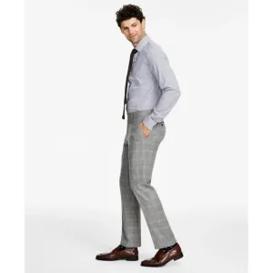 Tommy Hilfiger Modern Fit Stretch Dress Pants - Grey Camel Plaid 40W X32L