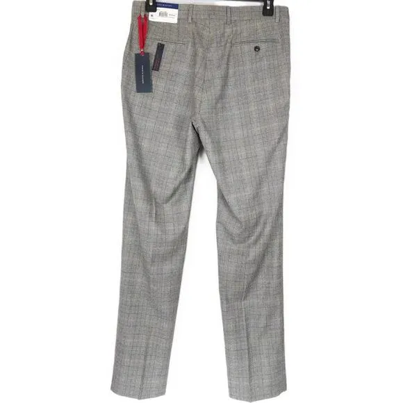 Tommy Hilfiger Modern Fit Stretch Dress Pants - Grey Camel Plaid 40W X32L
