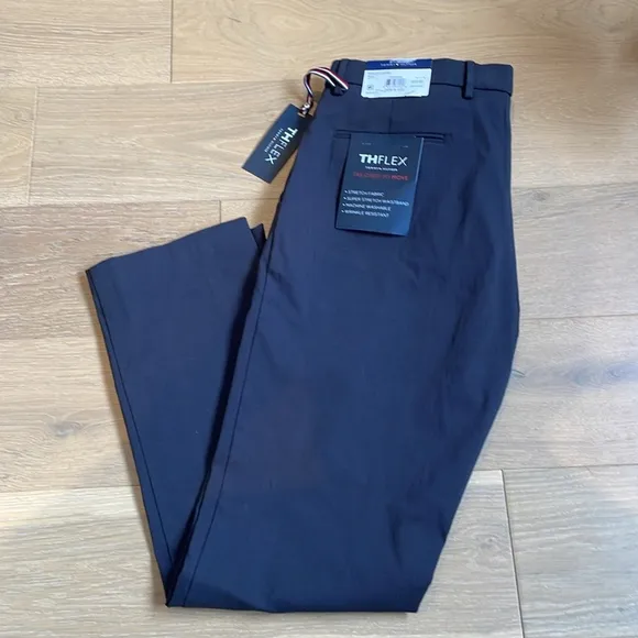 TOMMY HILFIGER Tate Men's Modern-Fit THFlex Stretch Black Suit Dress Pants