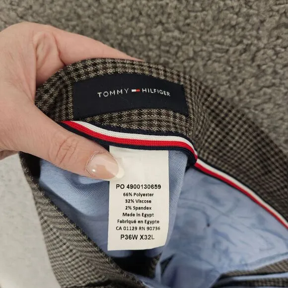 Tommy Hilfiger Tate Modern Fit Stretch Performance Pant 36X32 Check Business NWT