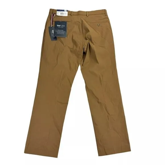 Tommy Hilfiger TH Flex Tate Modern Fit Solid Dress Pants Camel Brown 34Wx30L