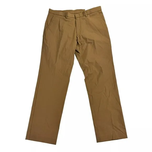 Tommy Hilfiger TH Flex Tate Modern Fit Solid Dress Pants Camel Brown 34Wx30L