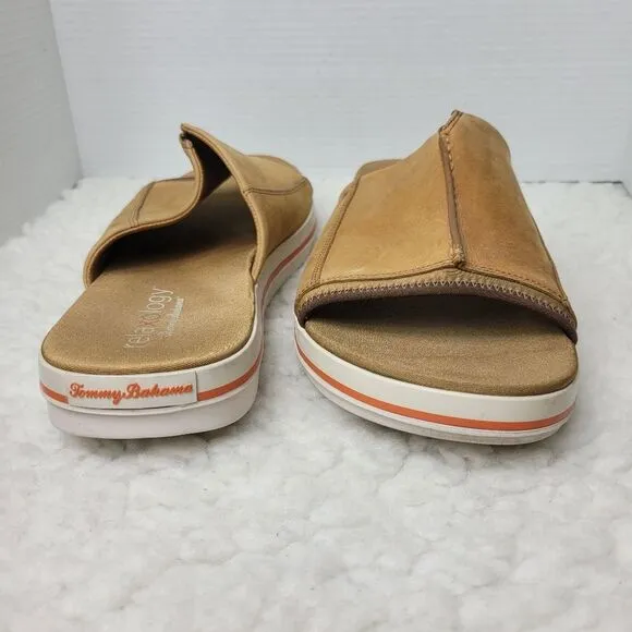Tommy Bahama Jareth Mens Size 14D Slide  Relaxology Tan Leafher Sandals Shoes