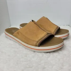 Tommy Bahama Jareth Mens Size 14D Slide  Relaxology Tan Leafher Sandals Shoes