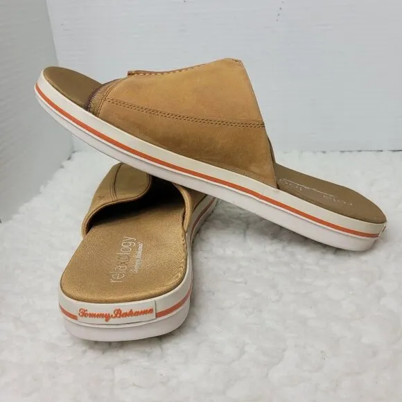 Tommy Bahama Jareth Mens Size 14D Slide  Relaxology Tan Leafher Sandals Shoes