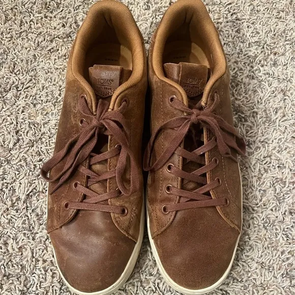 TOMS Tan Leather TRVL Lite Lace Shoes Sz 10.5