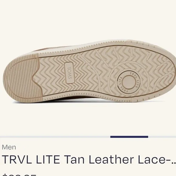 TOMS Tan Leather TRVL Lite Lace Shoes Sz 10.5