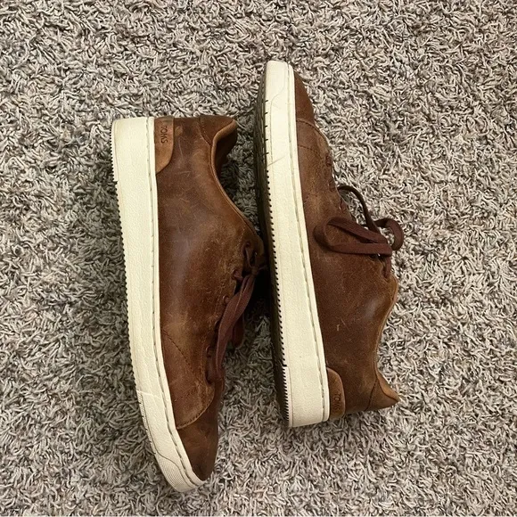TOMS Tan Leather TRVL Lite Lace Shoes Sz 10.5