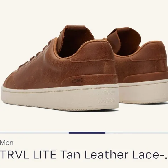 TOMS Tan Leather TRVL Lite Lace Shoes Sz 10.5