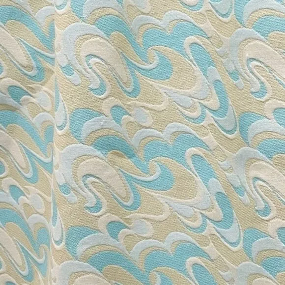 Toni Todd Vintage 60s 70s Dress Pastel Aqua Yellow Mod Evening Gown Modern Sz 6