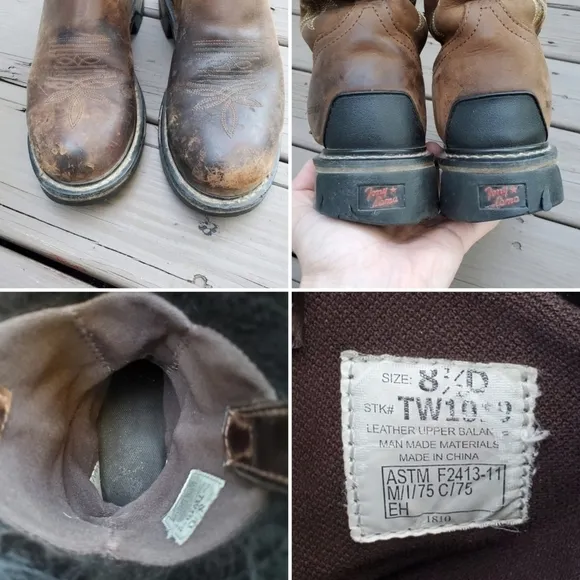 Tony Lama Panhandle Cheyenne Tan Leather Steel Toe Heavy Distressed Work Boots