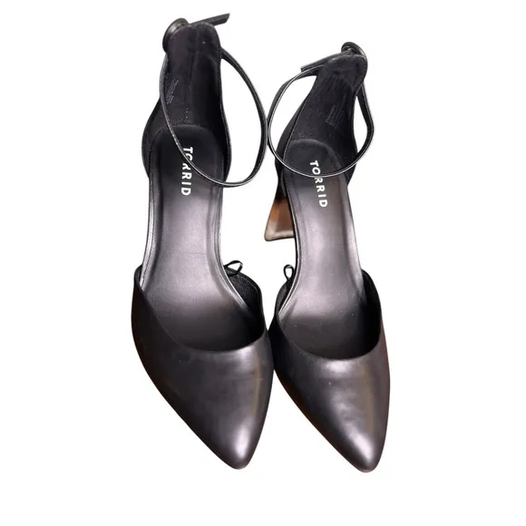 Torrid Black Ankle Strap Pointed Toe Lucite Ombre Heel Pumps 9WW Wide Width Plus
