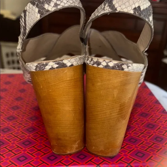 Tory Burch Black and Cream Wedge Sandals