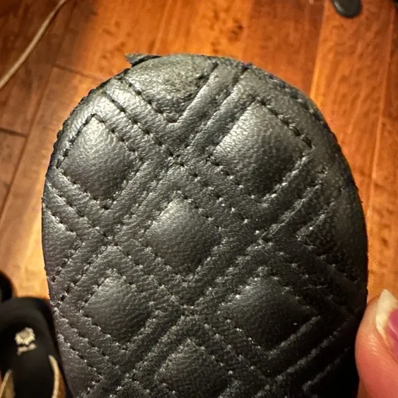 Tory Burch Black Quilted Leather Slippers