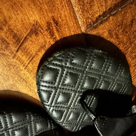 Tory Burch Black Quilted Leather Slippers