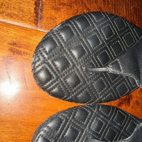 Tory Burch Black Quilted Leather Slippers