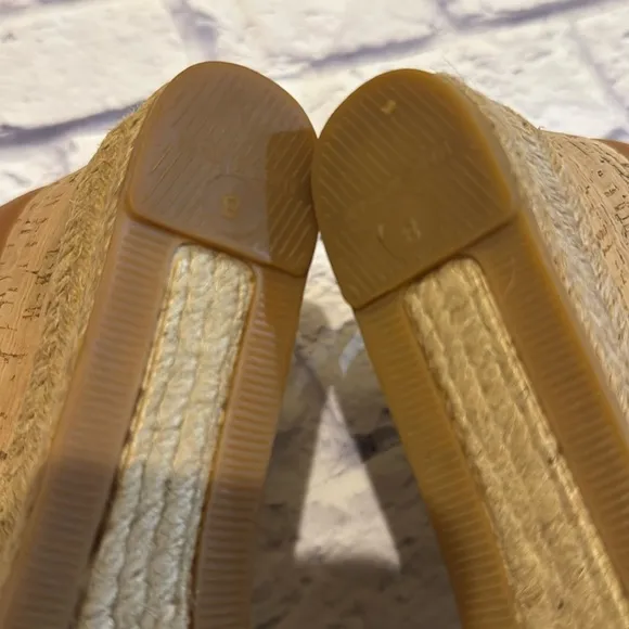 Tory Burch Canvas Cork Espadrille Wedge Sandals Size 8