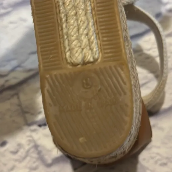 Tory Burch Canvas Cork Espadrille Wedge Sandals Size 8