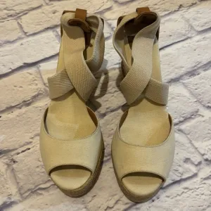 Tory Burch Canvas Cork Espadrille Wedge Sandals Size 8