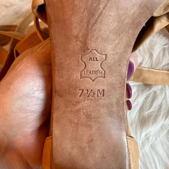 Tory Burch Lounge Wrap-Up Heel Shoes Supple Soft Tan Leather Open Toe Size 7.5M