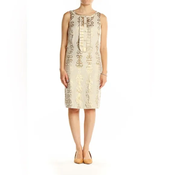 Tory Burch Maggie gold foil jacquard classic dress