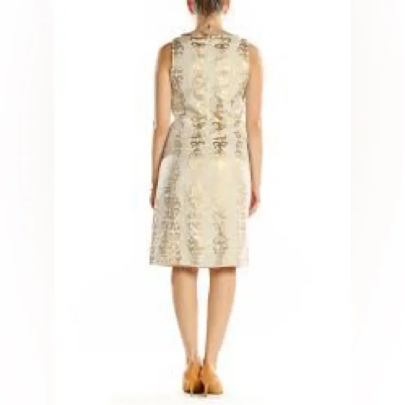 Tory Burch Maggie gold foil jacquard classic dress