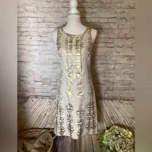Tory Burch Maggie gold foil jacquard classic dress