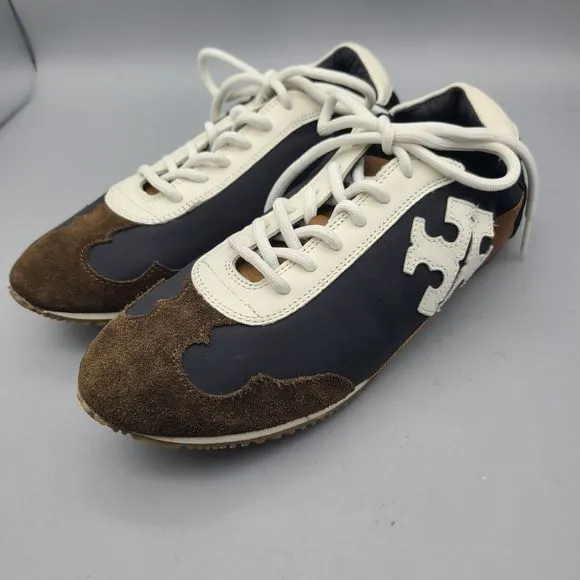Tory Burch Nylon Suede Runner Logo Sneaker Comfort Shoes Lightweight Sz 6 New