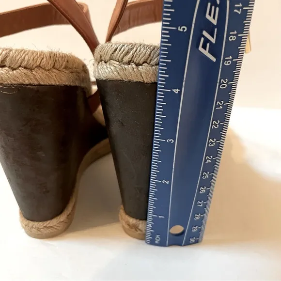 TORY BURCH Wood Wedge Heeled Espadrille Sandals Size 9