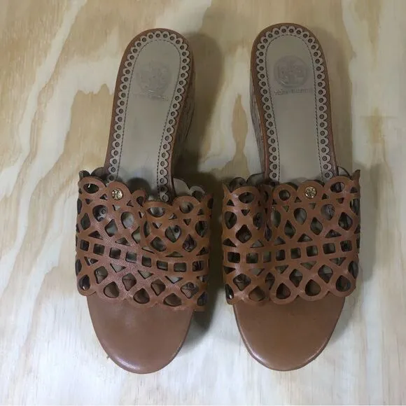 Tory Burch Elaine Wedge Sandals Size 8