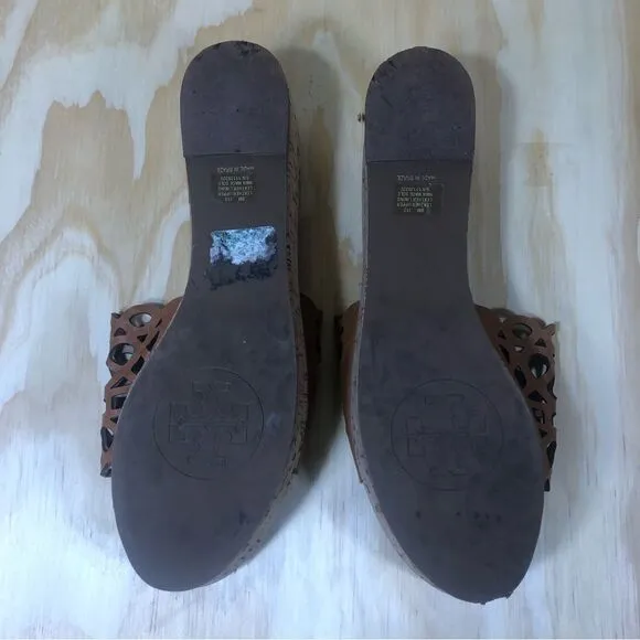 Tory Burch Elaine Wedge Sandals Size 8