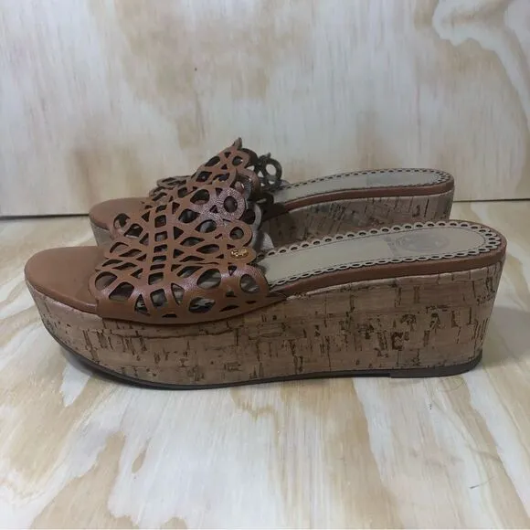Tory Burch Elaine Wedge Sandals Size 8