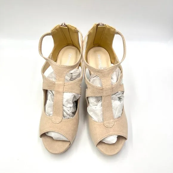 Touch Ups Womens Rory Beige Platform Wedges Sandals Shoes Size 8