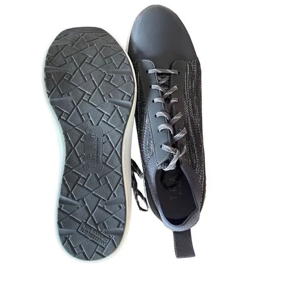 Traq By Alegria Womens Charcoal Gray Lace Up Knitted Qest Atheltic Shoes Size 40