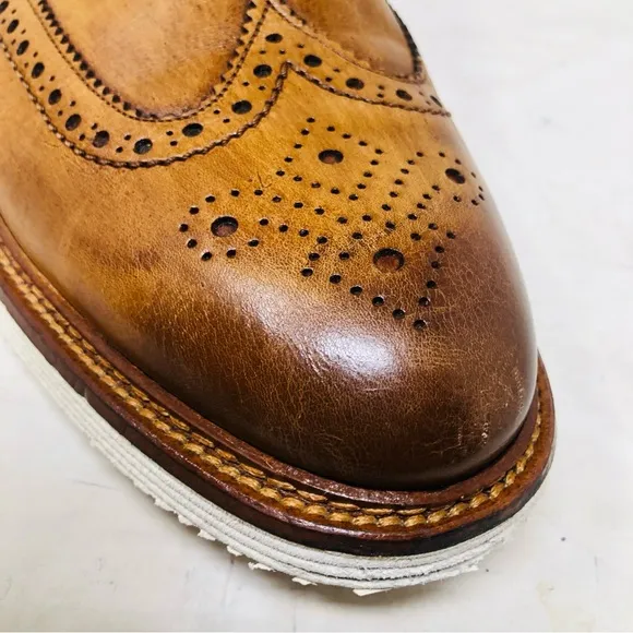 Trask Wingtip Leather Men's Brogue Shoes Made In Italy