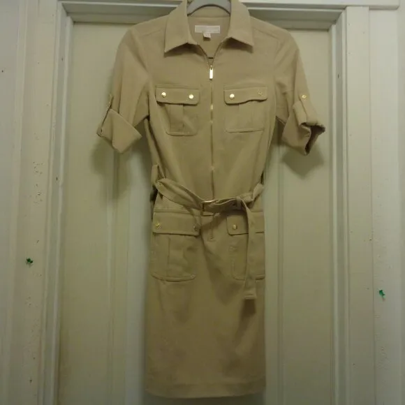 TRENDING CLASSIC GIRL BEIGE NEUTRAL MICHAEL KORS SAFARI DRESS X S