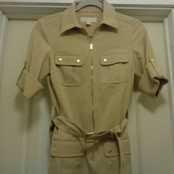 TRENDING CLASSIC GIRL BEIGE NEUTRAL MICHAEL KORS SAFARI DRESS X S