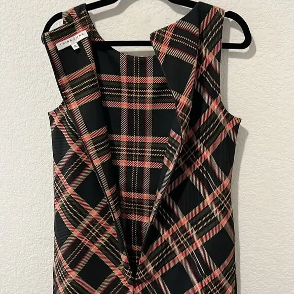 TRINA TURK Brynne Plaid Black Shift Academia Mini Dress, Size 6