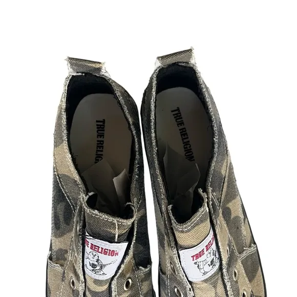 True Religion Men’s Size 11M Green Camo, Brodhi Laceless Canvas Slip On Sneakers