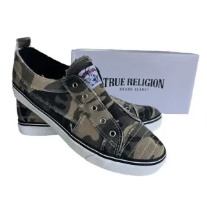 True Religion Men’s Size 11M Green Camo, Brodhi Laceless Canvas Slip On Sneakers
