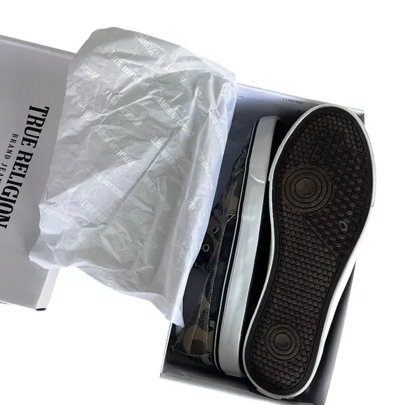 True Religion Men’s Size 11M Green Camo, Brodhi Laceless Canvas Slip On Sneakers