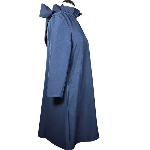 Tuckernuck Daphne Dress Womens XXSmall NEW Navy Ruffle Stand Collar Mini Modern
