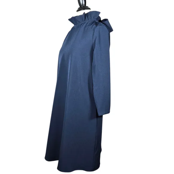 Tuckernuck Daphne Dress Womens XXSmall NEW Navy Ruffle Stand Collar Mini Modern