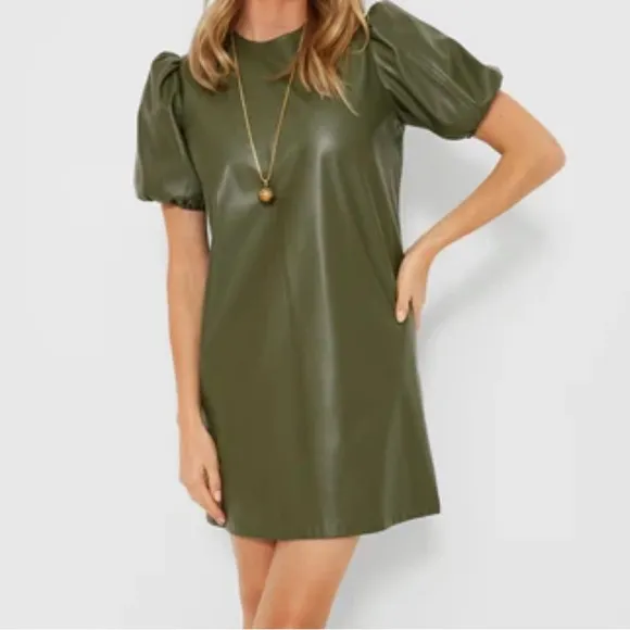 Tuckernuck Hyacinth House McShae Green Faux Leather Mini Dress Medium