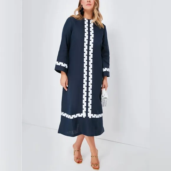 Tuckernuck Navy Blue and White long Dress Hartman dress Atlantic pacific