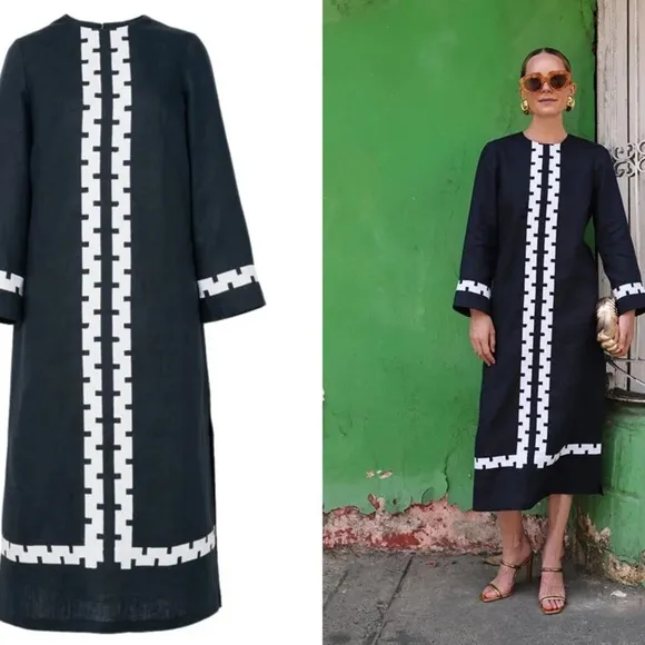 Tuckernuck Navy Blue and White long Dress Hartman dress Atlantic pacific