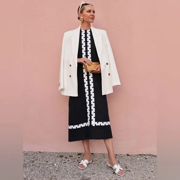 Tuckernuck Navy Blue and White long Dress Hartman dress Atlantic pacific