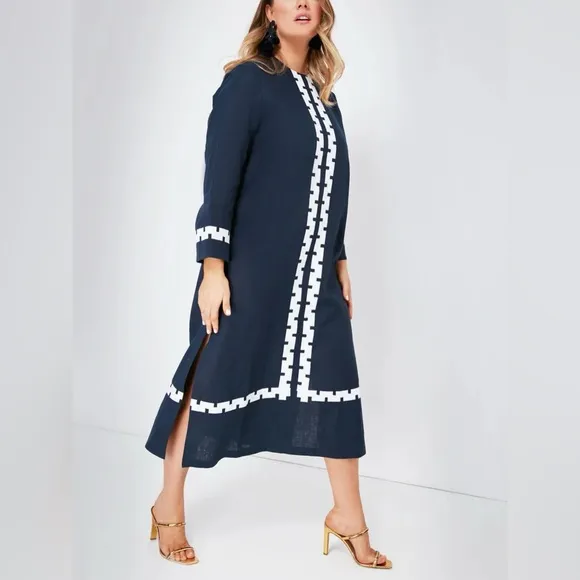 Tuckernuck Navy Blue and White long Dress Hartman dress Atlantic pacific