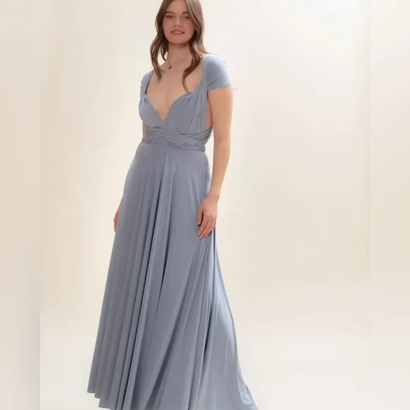 Twobirds Classic Ballgown in Dusty Blue