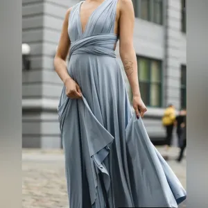 Twobirds Classic Ballgown in Dusty Blue